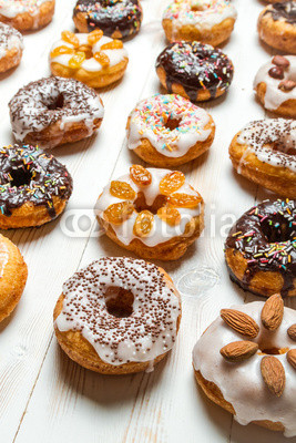 Large group of glazed donuts