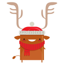 Fototapety Happy simple smiling Santa Claus reindeer cartoon character