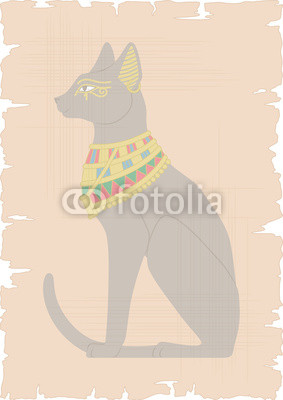 Egyptian Cat on Papyrus