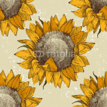 Obrazy i plakaty seamless ornament with sunflowers