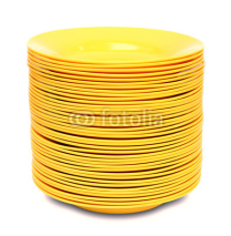 Fototapety stack of yellow plate isolated on white background