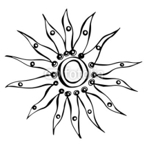 Naklejki Sun or Star. Ink Vector Illustration Isolated On a White Background Doodle Cartoon Vintage Hand Drawn Sketch.