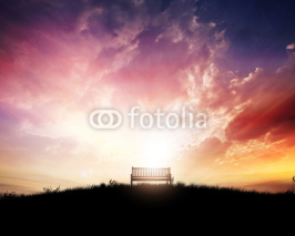 Fototapety Bench at sunset