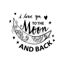 Naklejki I love you to the moon and back. Hand drawn typography