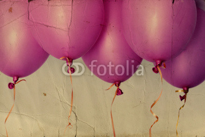 pink balloons. Photo in old image style.