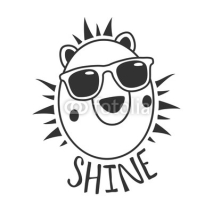 Naklejki Funny vector illustration with bear head in sunglasses