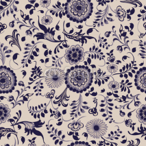 Naklejki Seamless pattern, floral decorative elements in gzhel style