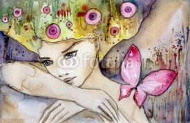 Obrazy i plakaty piękna dziewczyna z motylem