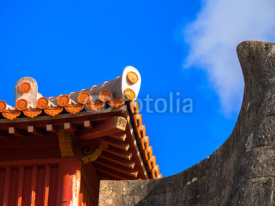 Naklejki Stucco Roof and rampart of Shurijo castle, Okinawa