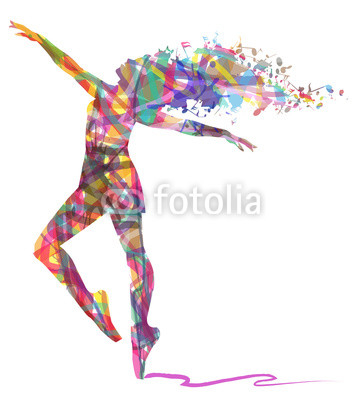 silhouette di ballerina composta da colori