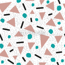 Naklejki Seamless geometric background. Simple shapes. Triangles, ovals, stripes on a white background.