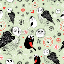Naklejki texture of the fun  owls