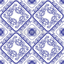 Obrazy i plakaty Seamless blue floral pattern. Background in the style of Chinese