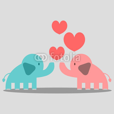 Cute couple of elephants in love