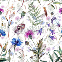 Obrazy i plakaty Hand drawn watercolor wildflowers