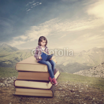Naklejki Girl  reading a book