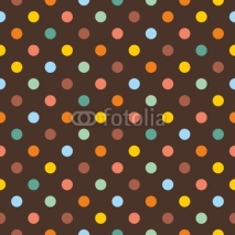 Fototapety Seamless vector pattern colorful polka dots dark background