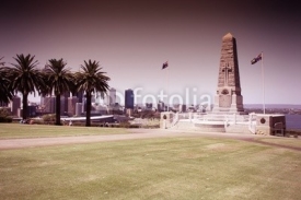 Naklejki Perth War Monument, Australia. Cross processed filtered colors.
