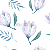 Naklejki Seamless wallpaper with stylized flowers, watercolor illustratio