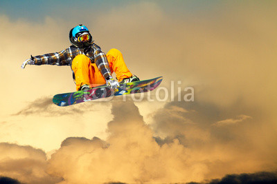 snowboarder at sunset