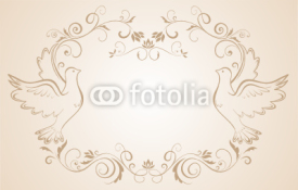 Fototapety Wedding frame with doves