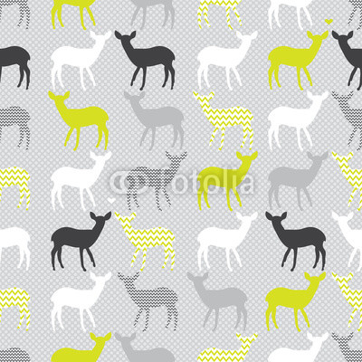 Vector seamless pattern with colorful deers