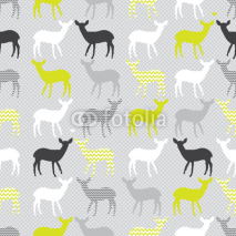 Naklejki Vector seamless pattern with colorful deers
