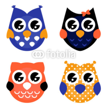 Fototapety Cute Halloween owls collection isolated on white