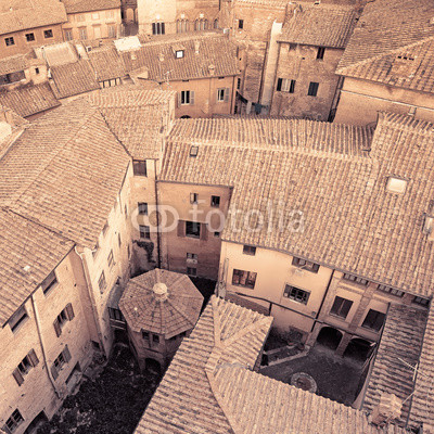 Aerial view background, italian medieval city architecture. Ital
