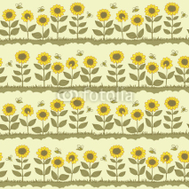 Fototapety sunflowers and bees