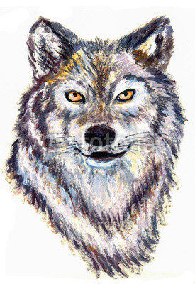 oil painting wolf head