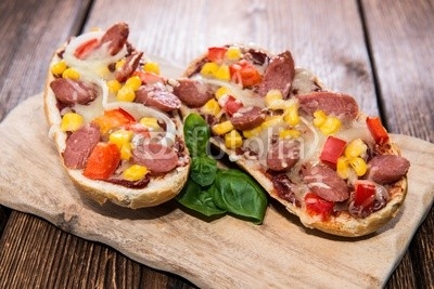 Pizza Baguette with Salami Slices