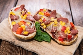 Naklejki Pizza Baguette with Salami Slices
