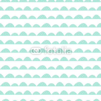 Scandinavian seamless mint pattern in hand drawn style. Stylized hill rows. Wave simple pattern for fabric, textile and baby linen.