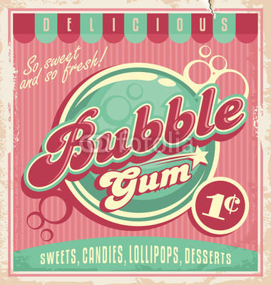 Vintage poster template for bubble gum