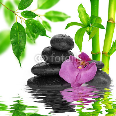 spa Background black stones on water