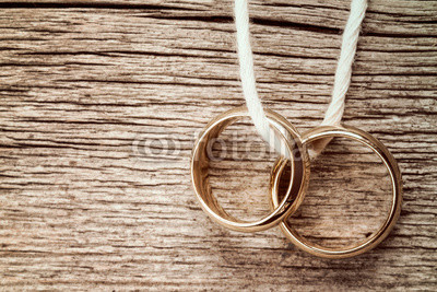 Two rings hanging on rope