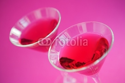 Raspberry cosmopolitan cocktails - shallow dof