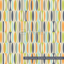 seamless retro pattern in mid century modern style. Abstract ovals in vintage colors.