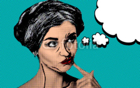 Naklejki Pop art comic style woman with speech bubble
