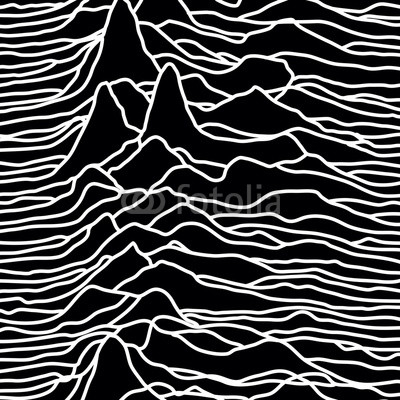 The rhythm of the waves, the pulsar, vector lines design, mountains