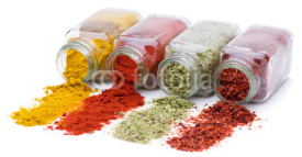 Obrazy i plakaty Spice pouring out of set of spice jars