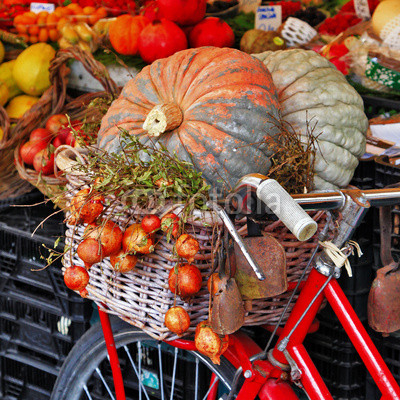 still life with pumpkins on roman market