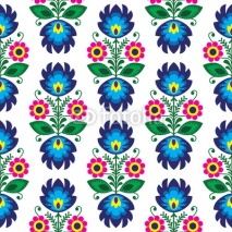 Naklejki Seamless traditional floral polish pattern - ethnic background