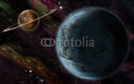two planet in outer space