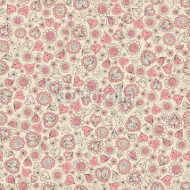 Naklejki Seamless background of beige and pink of flowers 