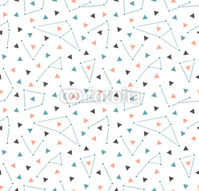 Vector triangular space background with constellations. Hipster seamless pattern with space. Simple geometric design.