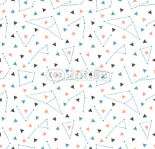 Fototapety Vector triangular space background with constellations. Hipster seamless pattern with space. Simple geometric design.