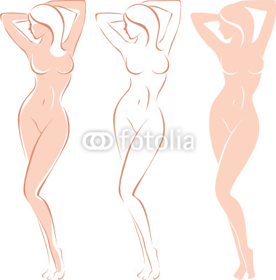 Three variations of beautiful nude woman silhouette