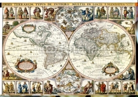 Old paper world map.
